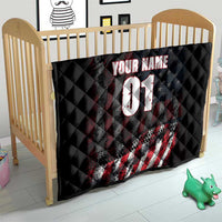 Motocross Rider Quilt with American Flag Background and Extreme Text in Red and Black Grunge Design - Wonder Print Shop