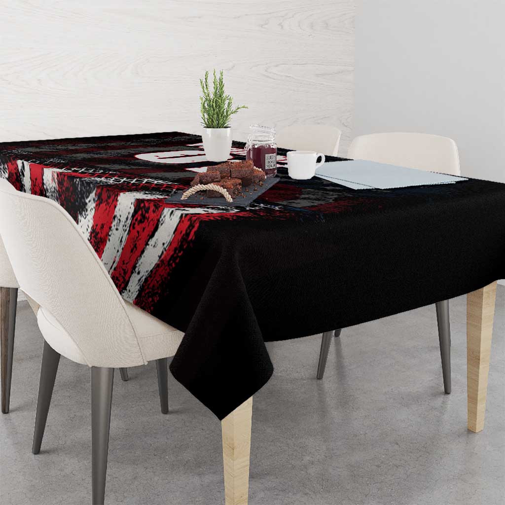 Motocross Rider Tablecloth with American Flag Background and Extreme Text in Red and Black Grunge Design - Wonder Print Shop
