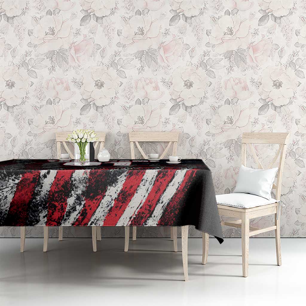Motocross Rider Tablecloth with American Flag Background and Extreme Text in Red and Black Grunge Design - Wonder Print Shop
