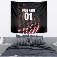 Motocross Rider Tapestry with American Flag Background and Extreme Text in Red and Black Grunge Design - Wonder Print Shop