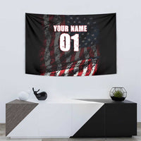 Motocross Rider Tapestry with American Flag Background and Extreme Text in Red and Black Grunge Design - Wonder Print Shop