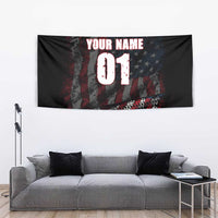 Motocross Rider Tapestry with American Flag Background and Extreme Text in Red and Black Grunge Design - Wonder Print Shop