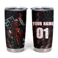 Motocross Rider Tumbler Cup with American Flag Background and Extreme Text in Red and Black Grunge Design - Wonder Print Shop