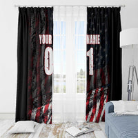 Motocross Rider Window Curtain with American Flag Background and Extreme Text in Red and Black Grunge Design - Wonder Print Shop