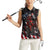 Motocross Rider Women Sleeveless Polo Shirt with American Flag Background and Extreme Text in Red and Black Grunge Design - Wonder Print Shop