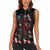 Motocross Rider Women Sleeveless Polo Shirt with American Flag Background and Extreme Text in Red and Black Grunge Design - Wonder Print Shop