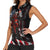 Motocross Rider Women Sleeveless Polo Shirt with American Flag Background and Extreme Text in Red and Black Grunge Design - Wonder Print Shop