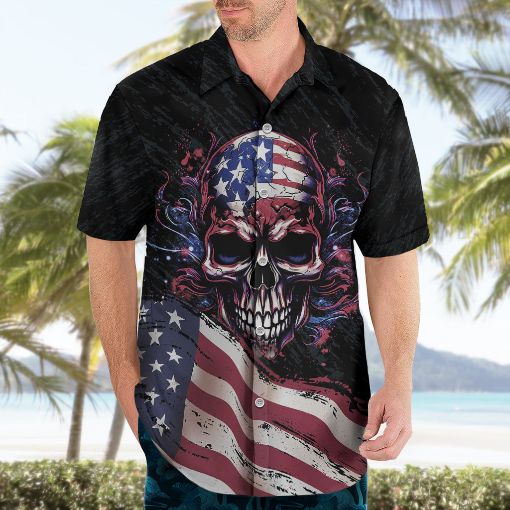American Flag Skull Hawaiian Shirt Sorry If My Patriotism Offends You Trust Me - Wonder Print Shop