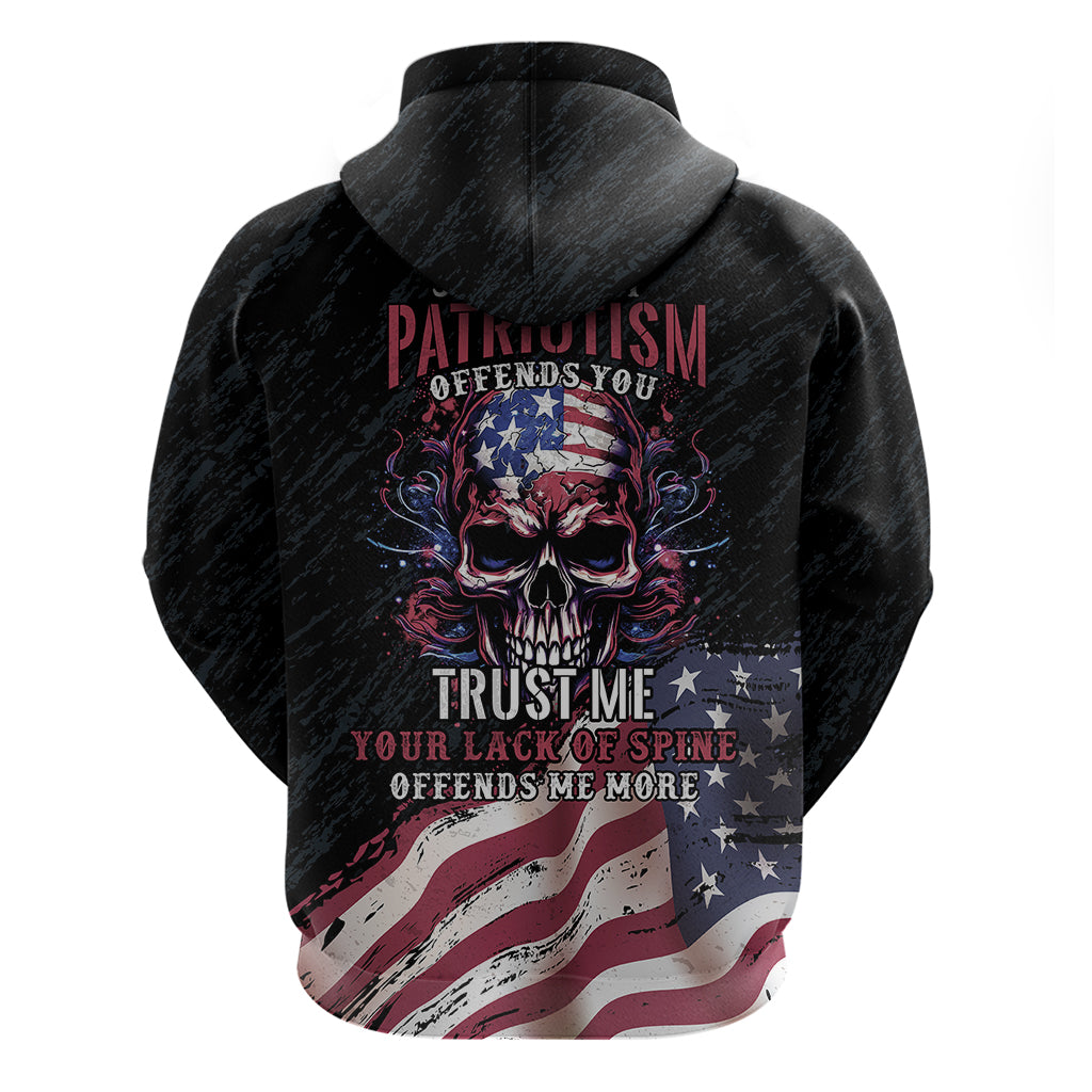 American Flag Skull Hoodie Sorry If My Patriotism Offends You Trust Me - Wonder Print Shop