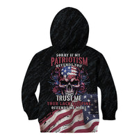 American Flag Skull Kid Hoodie Sorry If My Patriotism Offends You Trust Me - Wonder Print Shop