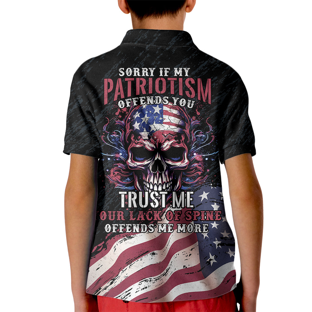 American Flag Skull Kid Polo Shirt Sorry If My Patriotism Offends You Trust Me - Wonder Print Shop