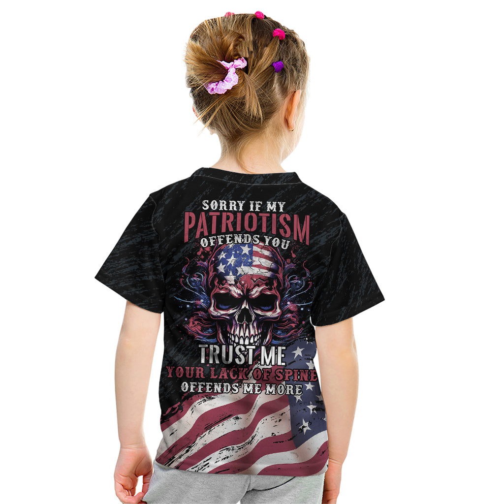 American Flag Skull Kid T Shirt Sorry If My Patriotism Offends You Trust Me - Wonder Print Shop
