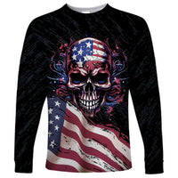 American Flag Skull Long Sleeve Shirt Sorry If My Patriotism Offends You Trust Me - Wonder Print Shop