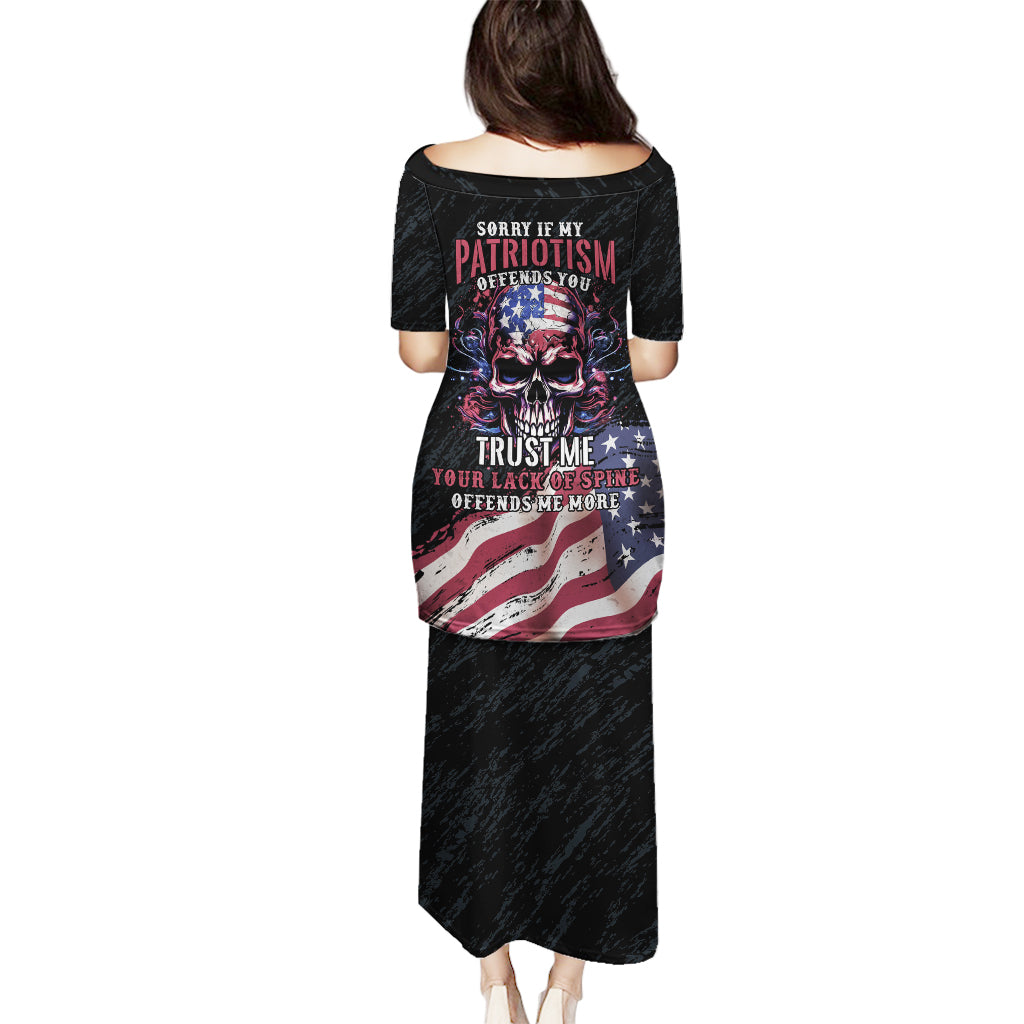 American Flag Skull Puletasi Sorry If My Patriotism Offends You Trust Me - Wonder Print Shop