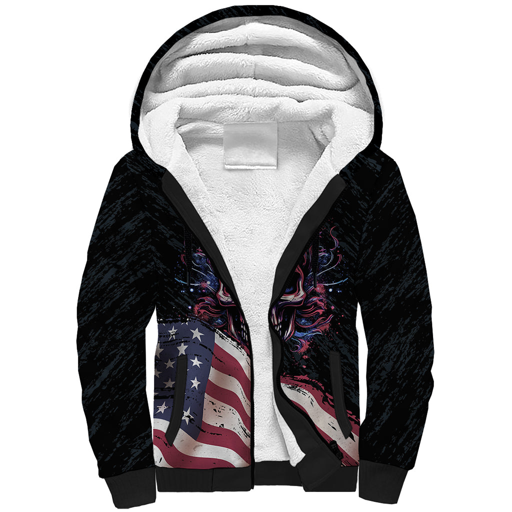 American Flag Skull Sherpa Hoodie Sorry If My Patriotism Offends You Trust Me - Wonder Print Shop