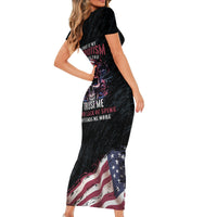 American Flag Skull Short Sleeve Bodycon Dress Sorry If My Patriotism Offends You Trust Me - Wonder Print Shop