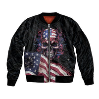 American Flag Skull Sleeve Zip Bomber Jacket Sorry If My Patriotism Offends You Trust Me - Wonder Print Shop