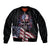 American Flag Skull Sleeve Zip Bomber Jacket Sorry If My Patriotism Offends You Trust Me - Wonder Print Shop