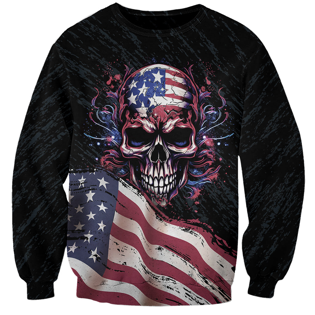 American Flag Skull Sweatshirt Sorry If My Patriotism Offends You Trust Me - Wonder Print Shop