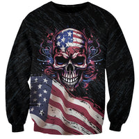 American Flag Skull Sweatshirt Sorry If My Patriotism Offends You Trust Me - Wonder Print Shop