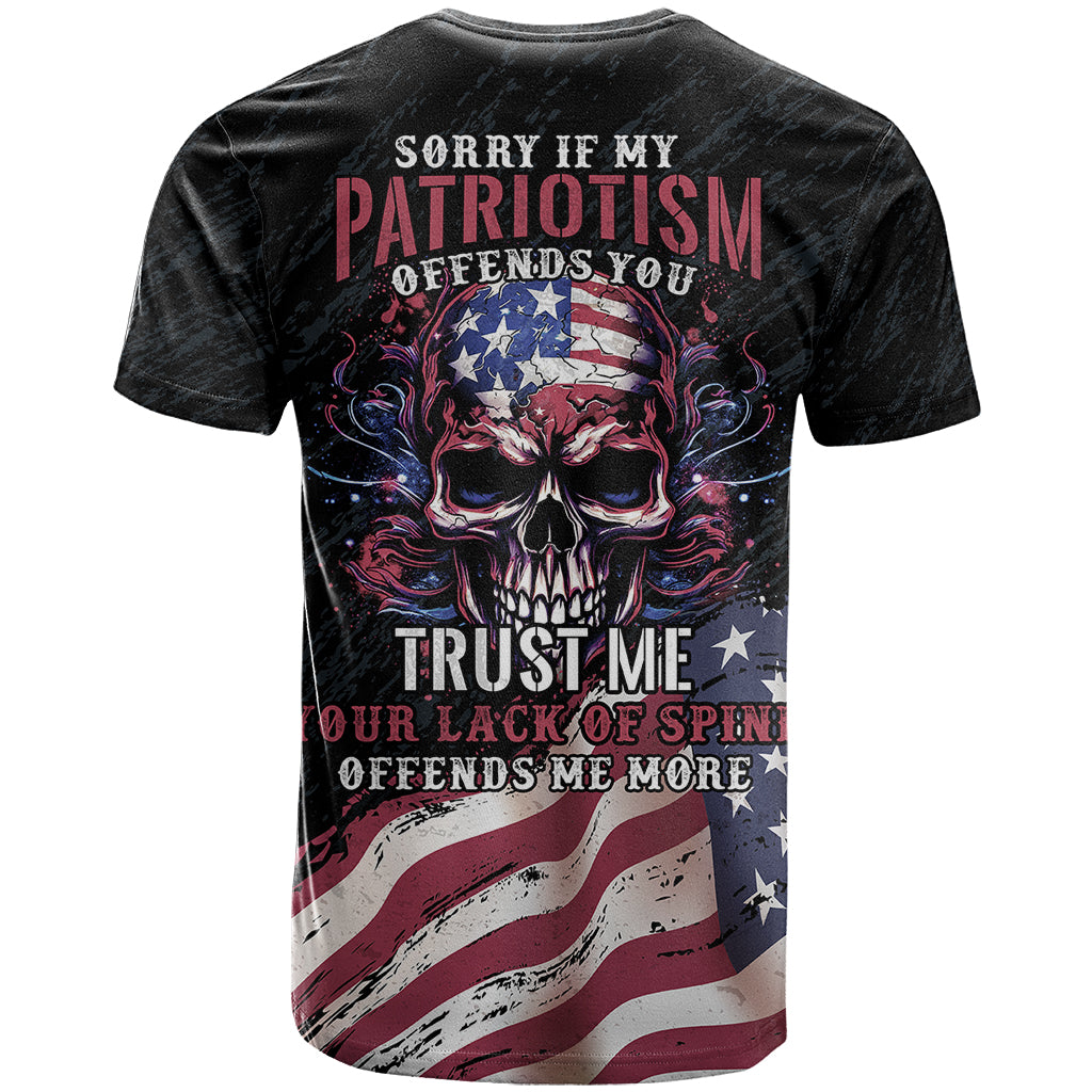 American Flag Skull T Shirt Sorry If My Patriotism Offends You Trust Me - Wonder Print Shop