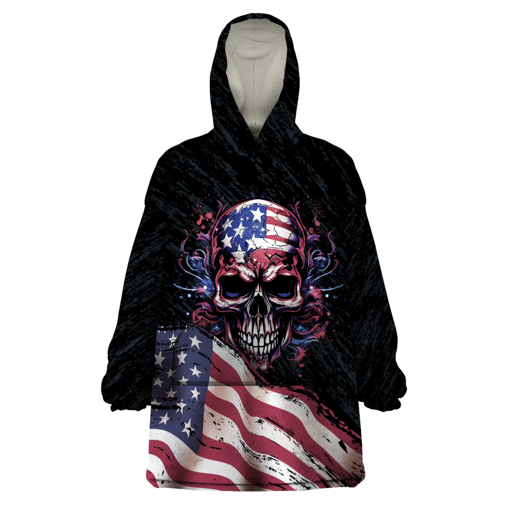 American Flag Skull Wearable Blanket Hoodie Sorry If My Patriotism Offends You Trust Me - Wonder Print Shop