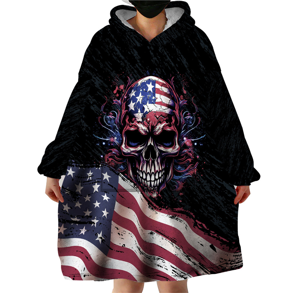 American Flag Skull Wearable Blanket Hoodie Sorry If My Patriotism Offends You Trust Me - Wonder Print Shop