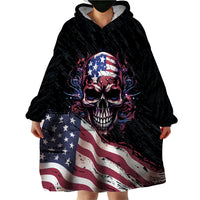 American Flag Skull Wearable Blanket Hoodie Sorry If My Patriotism Offends You Trust Me - Wonder Print Shop