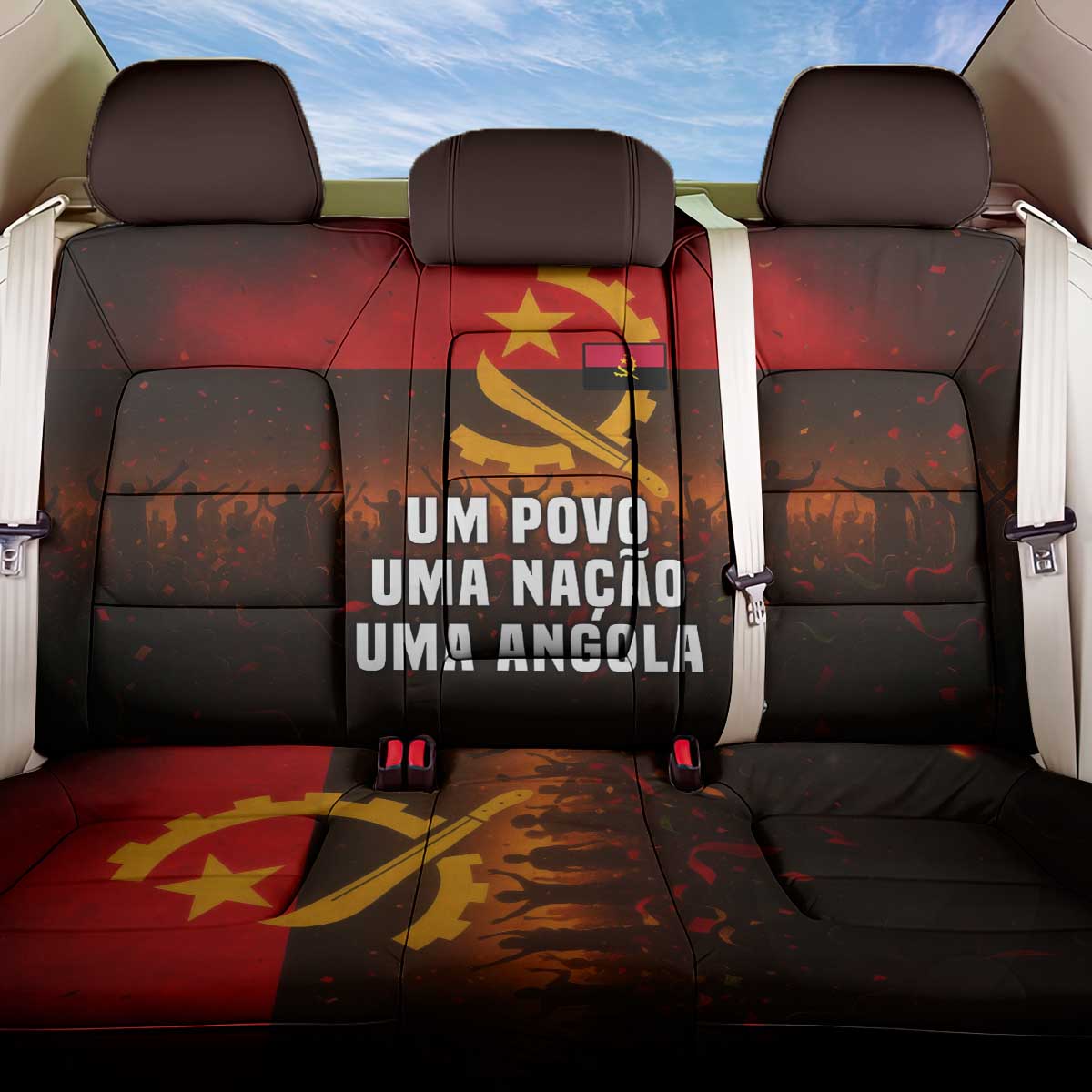Angola Back Car Seat Cover with Red Black Yellow Grunge Design - Wonder Print Shop
