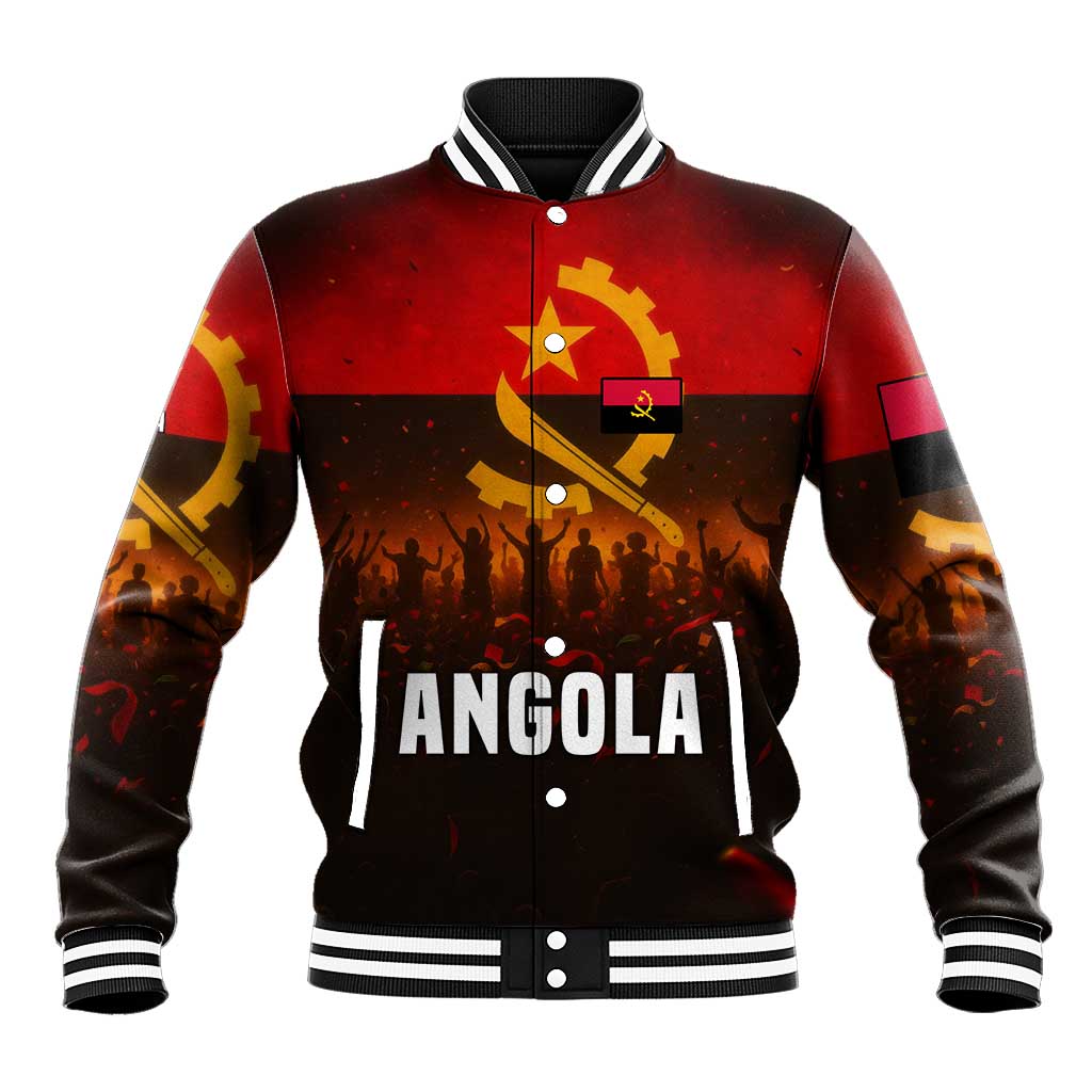 Angola Baseball Jacket with Red Black Yellow Grunge Design - Wonder Print Shop