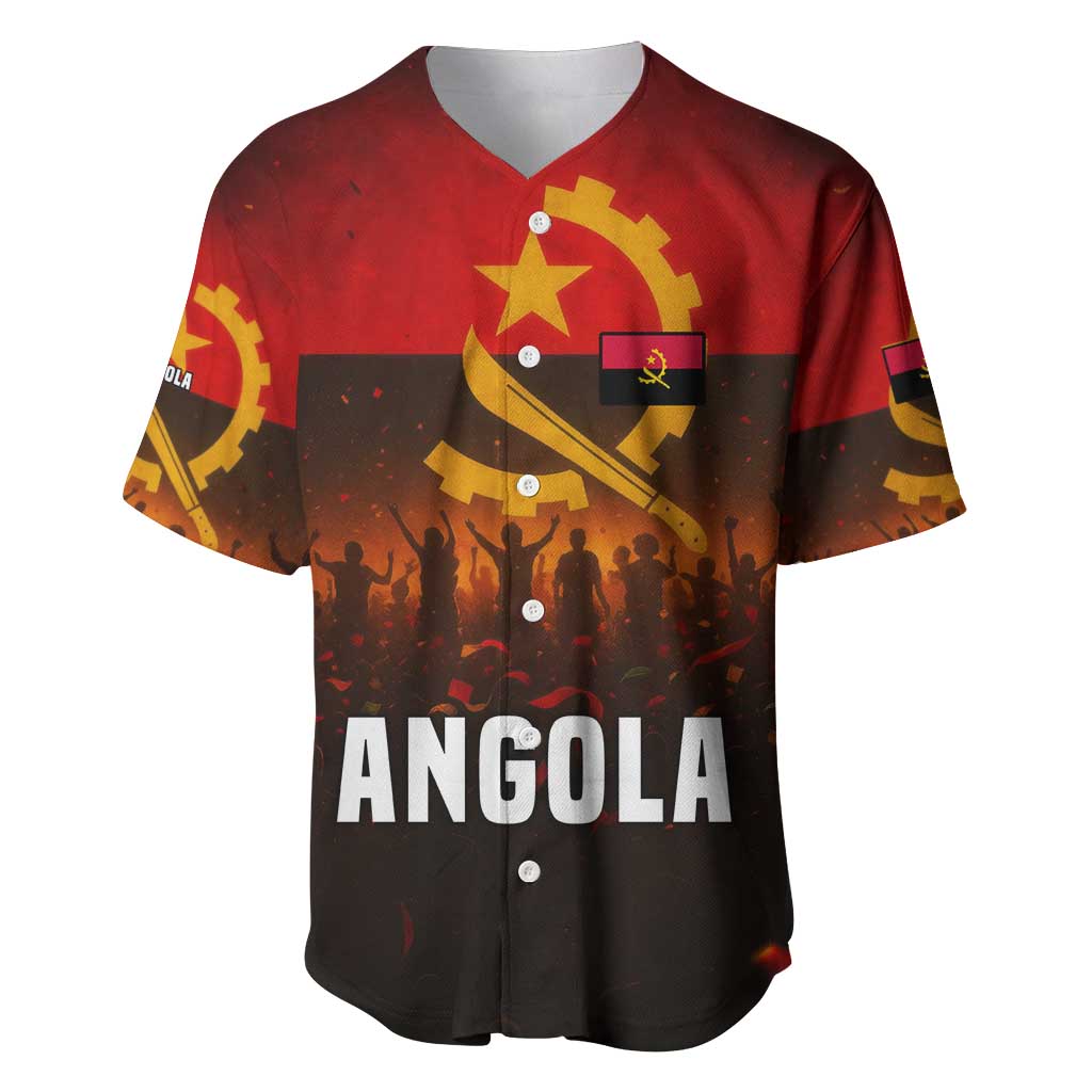 Angola Baseball Jersey with Red Black Yellow Grunge Design - Wonder Print Shop