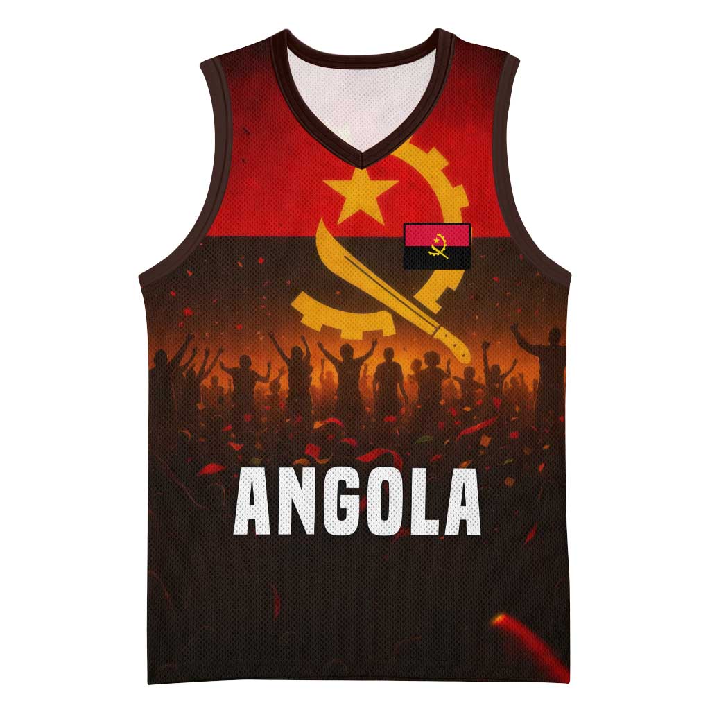 Angola Basketball Jersey with Red Black Yellow Grunge Design - Wonder Print Shop