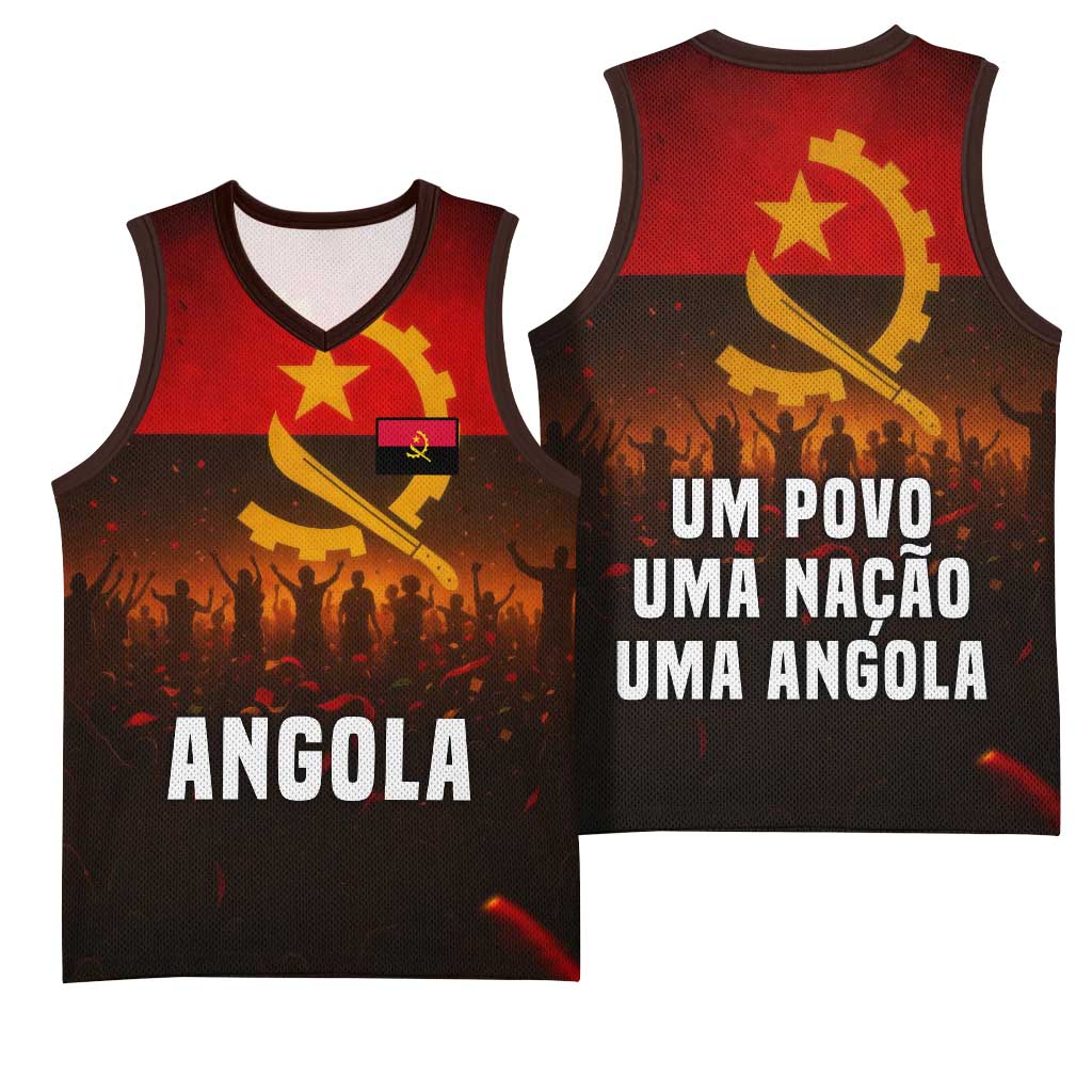 Angola Basketball Jersey with Red Black Yellow Grunge Design - Wonder Print Shop