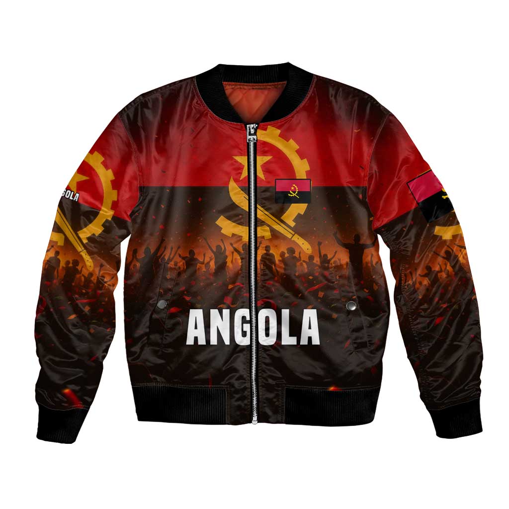 Angola Bomber Jacket with Red Black Yellow Grunge Design - Wonder Print Shop