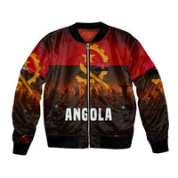 Angola Bomber Jacket with Red Black Yellow Grunge Design - Wonder Print Shop