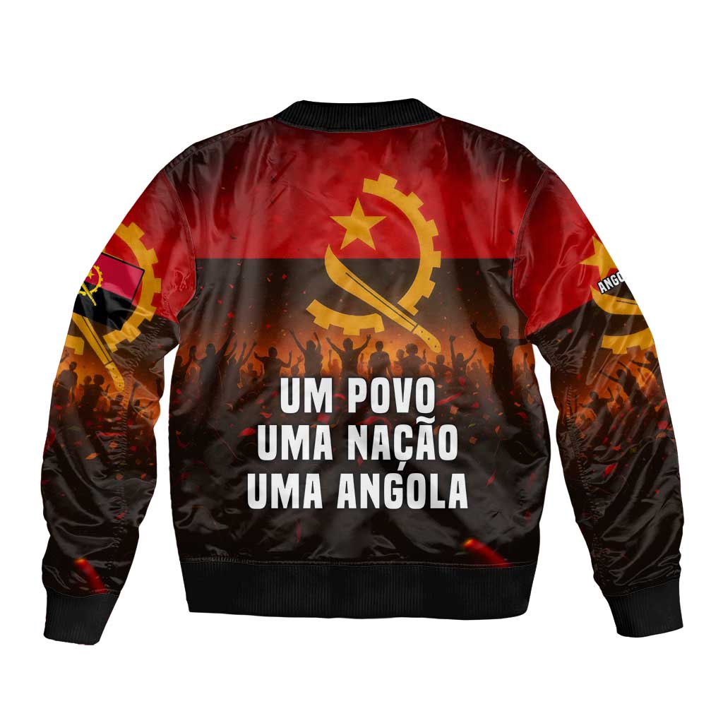 Angola Bomber Jacket with Red Black Yellow Grunge Design - Wonder Print Shop