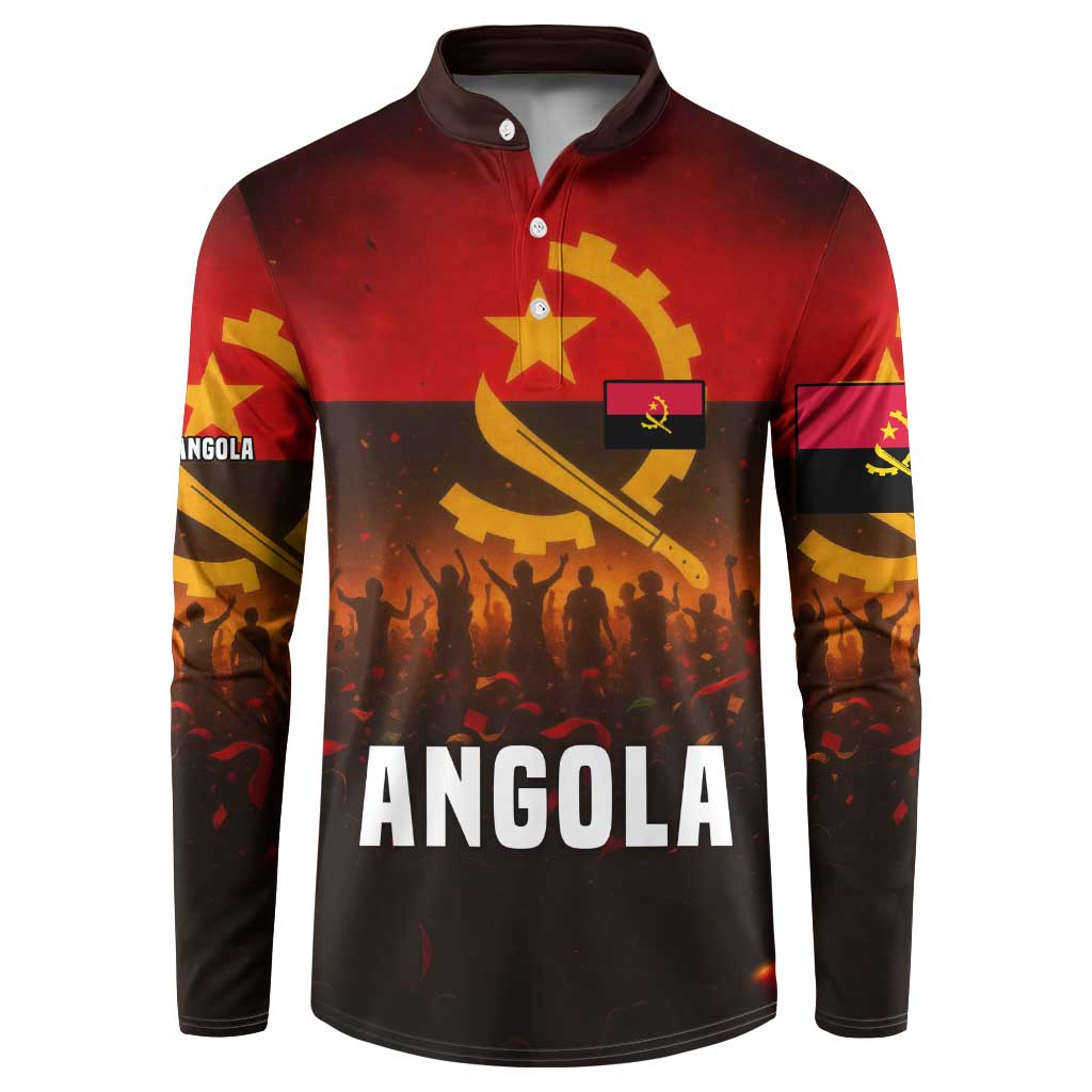 Angola Button Sweatshirt with Red Black Yellow Grunge Design - Wonder Print Shop