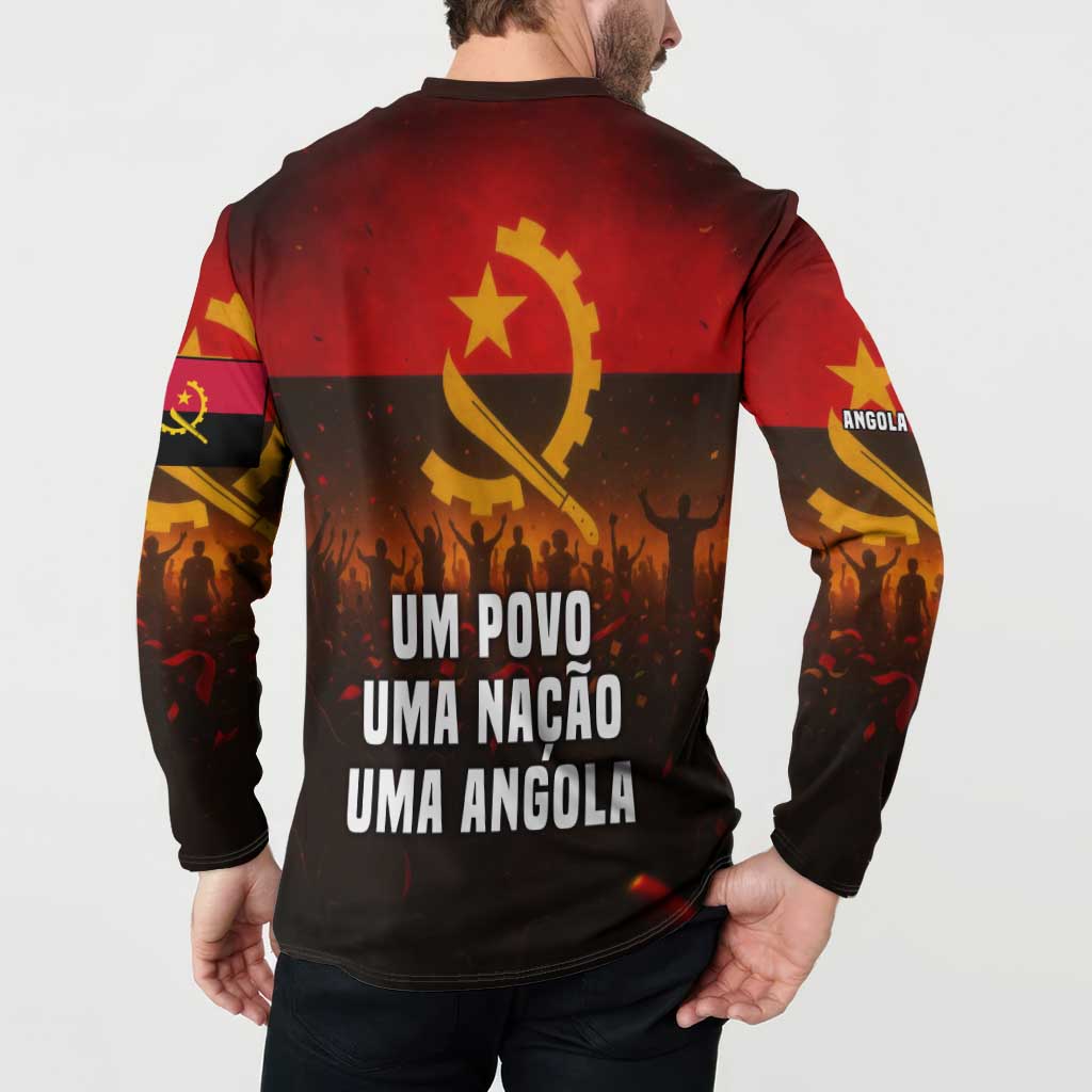Angola Button Sweatshirt with Red Black Yellow Grunge Design - Wonder Print Shop