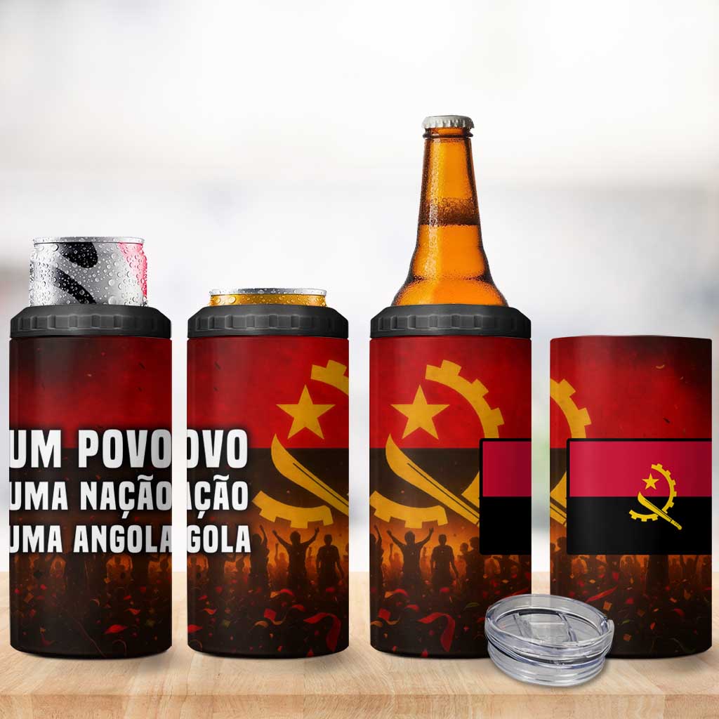 Angola 4 in 1 Can Cooler Tumbler with Red Black Yellow Grunge Design - Wonder Print Shop