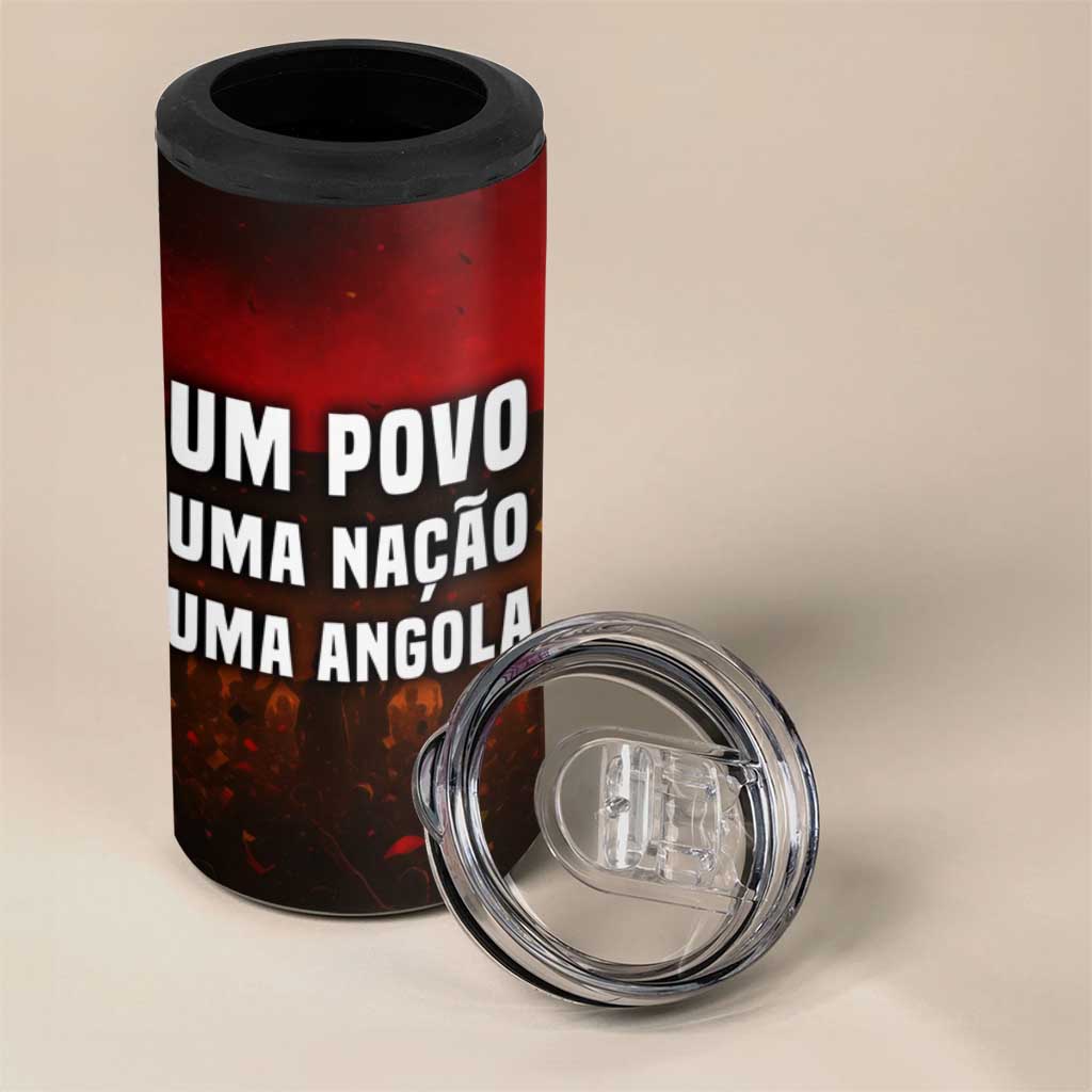 Angola 4 in 1 Can Cooler Tumbler with Red Black Yellow Grunge Design - Wonder Print Shop