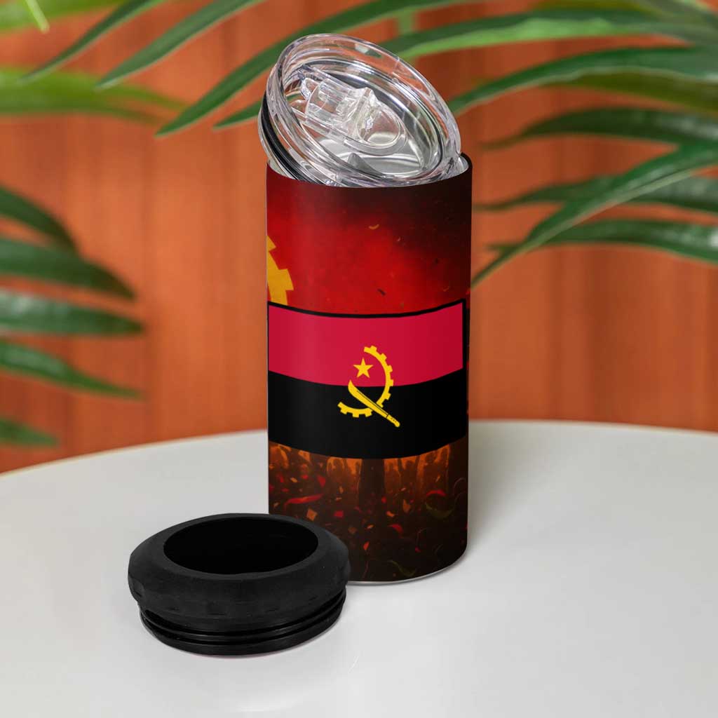Angola 4 in 1 Can Cooler Tumbler with Red Black Yellow Grunge Design - Wonder Print Shop