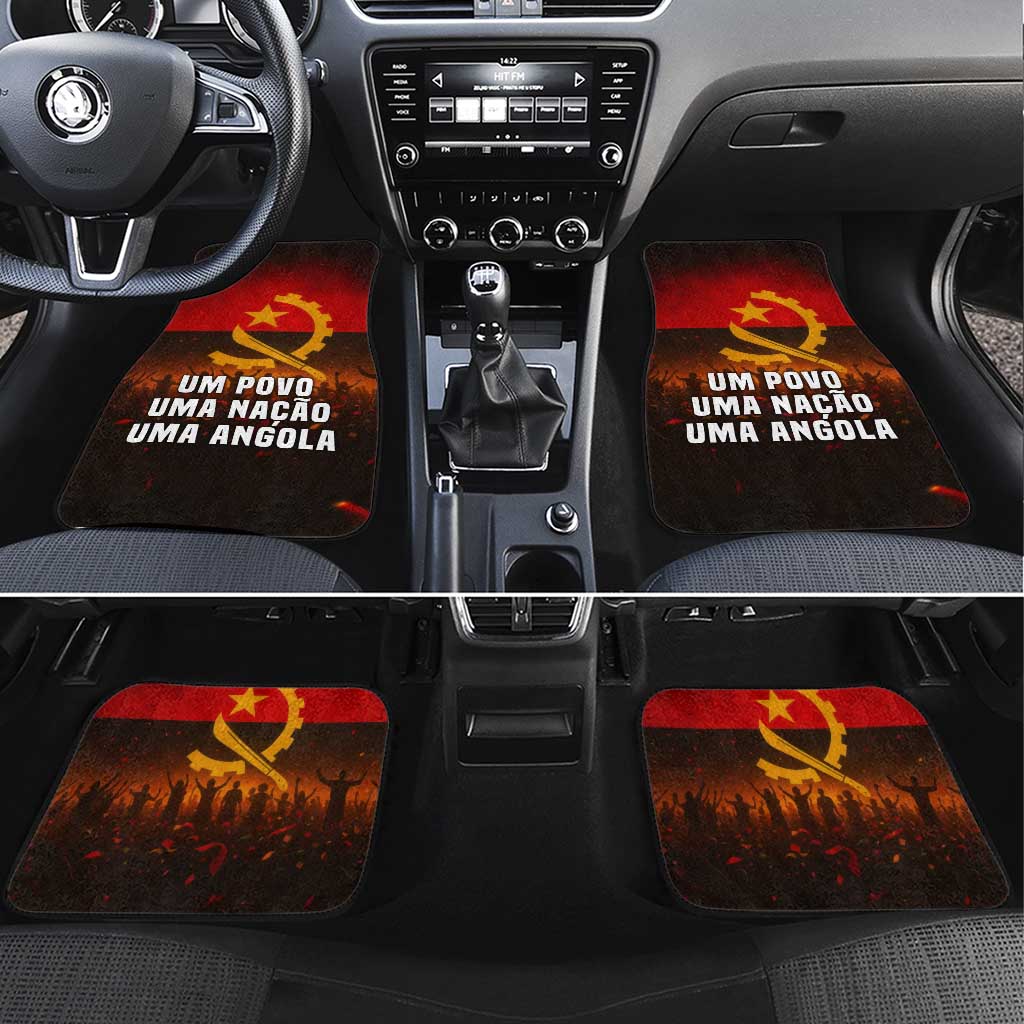 Angola Car Mats with Red Black Yellow Grunge Design - Wonder Print Shop