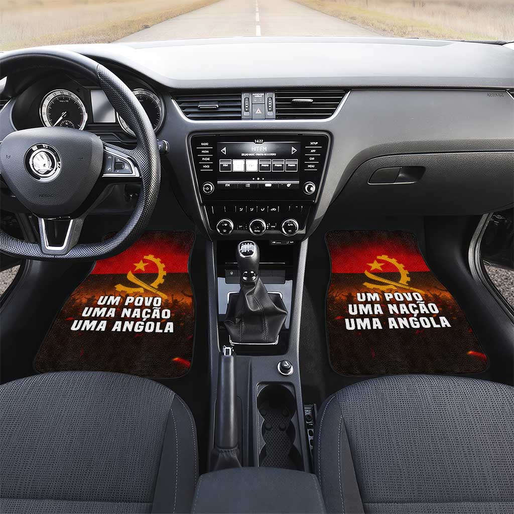 Angola Car Mats with Red Black Yellow Grunge Design - Wonder Print Shop