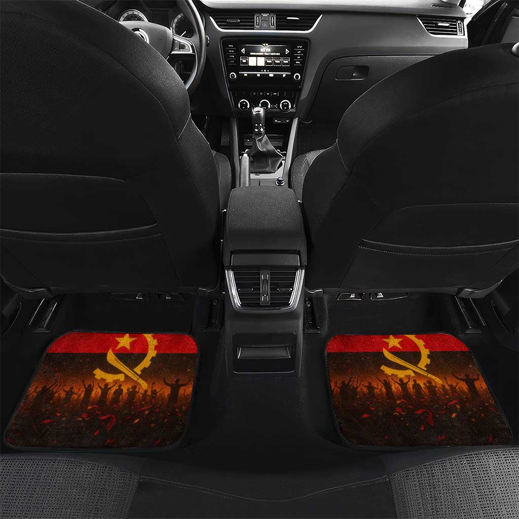 Angola Car Mats with Red Black Yellow Grunge Design - Wonder Print Shop