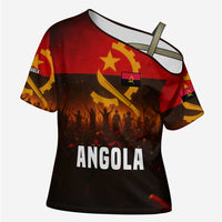 Angola Cross Shoulder Shirt with Red Black Yellow Grunge Design - Wonder Print Shop