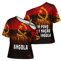 Angola Cross Shoulder Shirt with Red Black Yellow Grunge Design - Wonder Print Shop