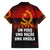 Angola Family Matching Off The Shoulder Long Sleeve Dress and Hawaiian Shirt with Red Black Yellow Grunge Design - Wonder Print Shop