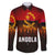 Angola Family Matching Off The Shoulder Long Sleeve Dress and Hawaiian Shirt with Red Black Yellow Grunge Design - Wonder Print Shop
