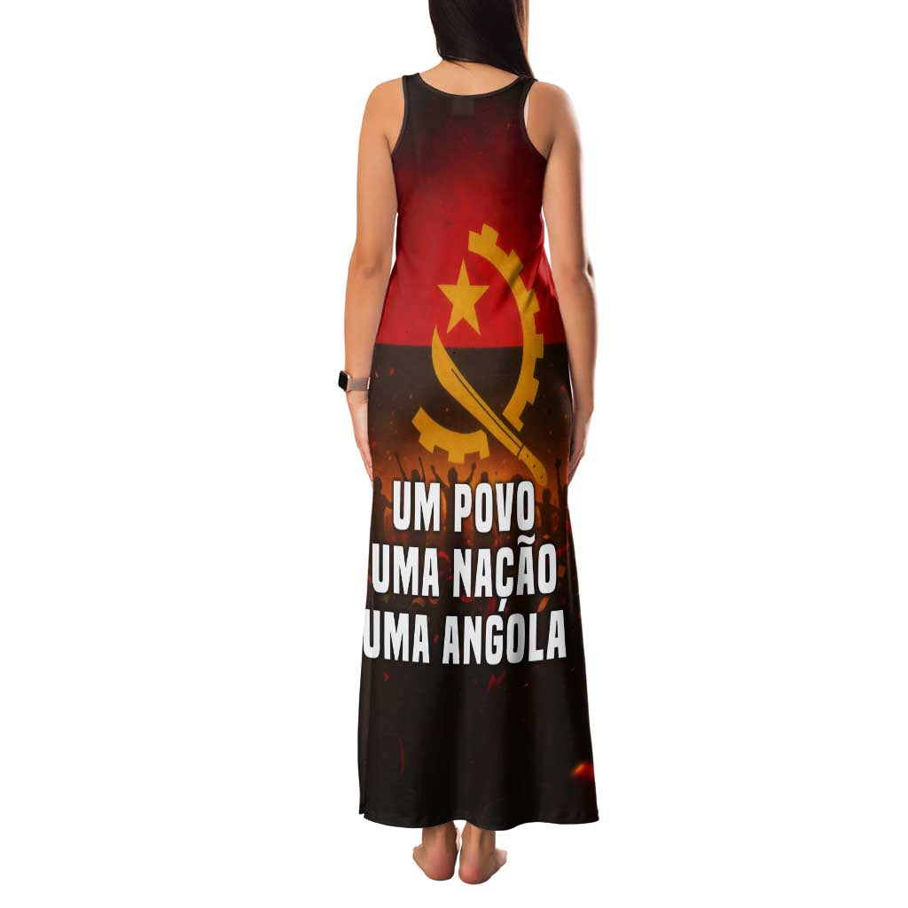 Angola Family Matching Tank Maxi Dress and Hawaiian Shirt with Red Black Yellow Grunge Design - Wonder Print Shop