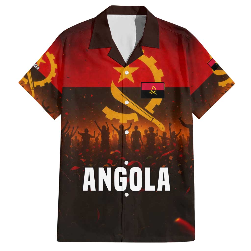 Angola Hawaiian Shirt with Red Black Yellow Grunge Design - Wonder Print Shop
